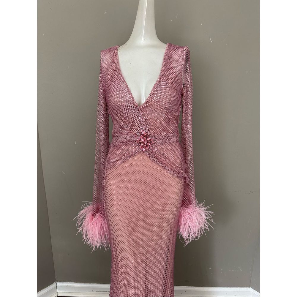 PATBO Feather-trimmed crystal-embellished mesh maxi dress - Picture 7 of 15